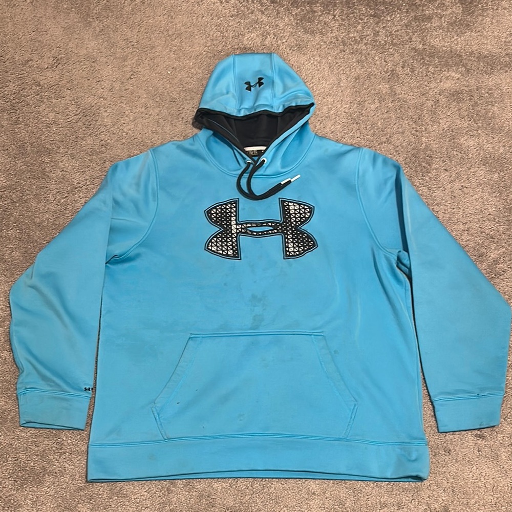 Under Armour Mens Long Sleeve Pullover Hoodie Blue Size XL